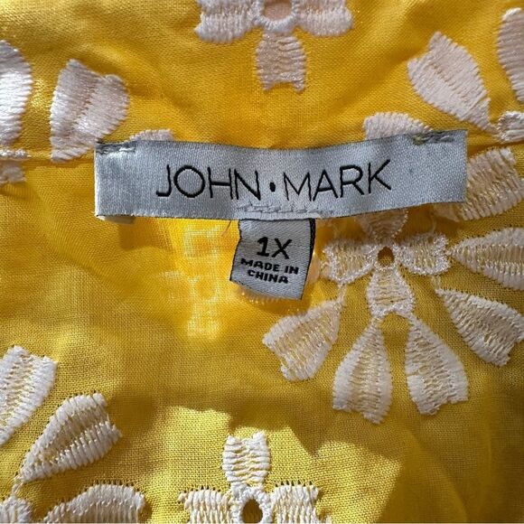 John Mark Yellow Embroidered Cotton Tunic Top – Size 1X (NWT) - Picture 13 of 13